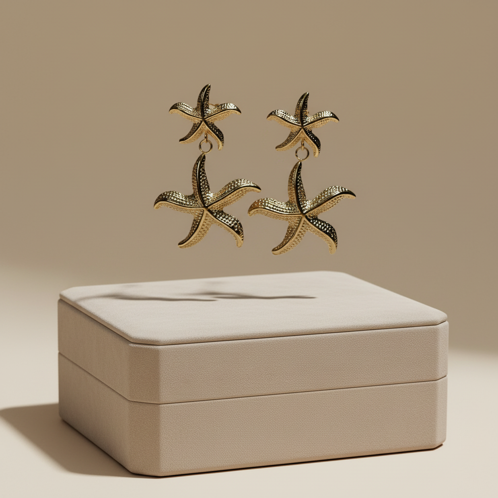 Zeester oorbellen met luxe doos