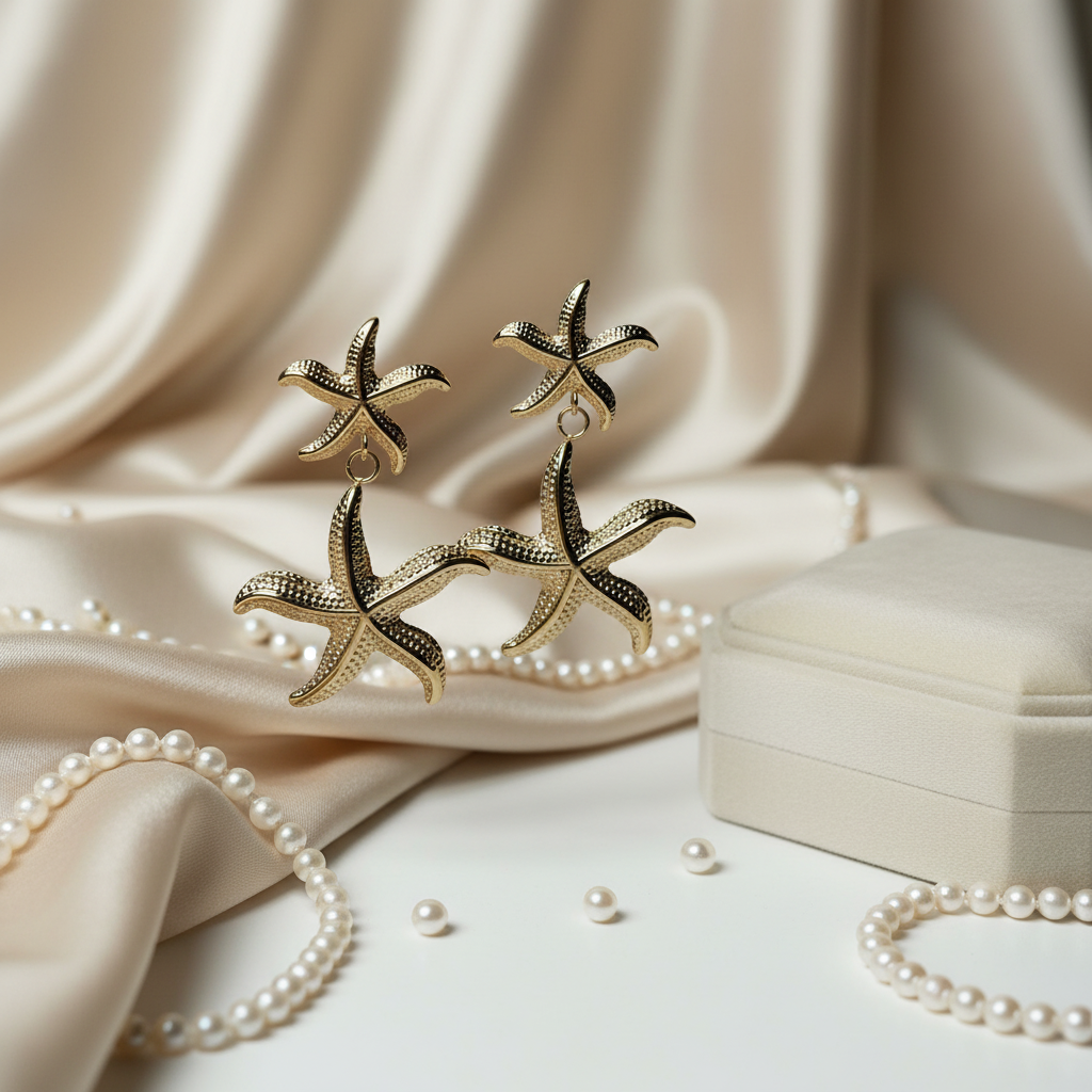 Zeester oorbellen met parels