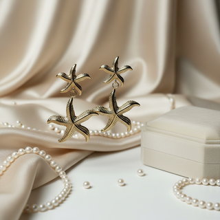 Zeester oorbellen met parels