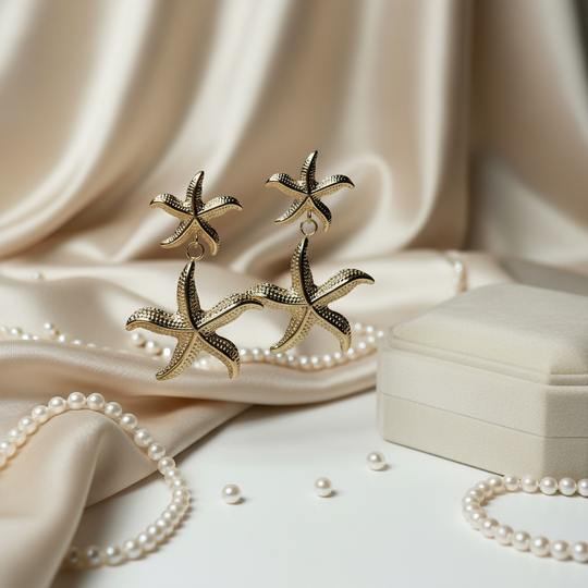 Zeester oorbellen met parels