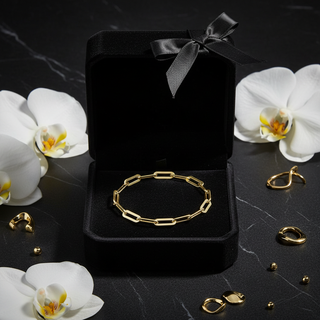 Zilver 925 schakelarmband in luxe doos met orchideeën