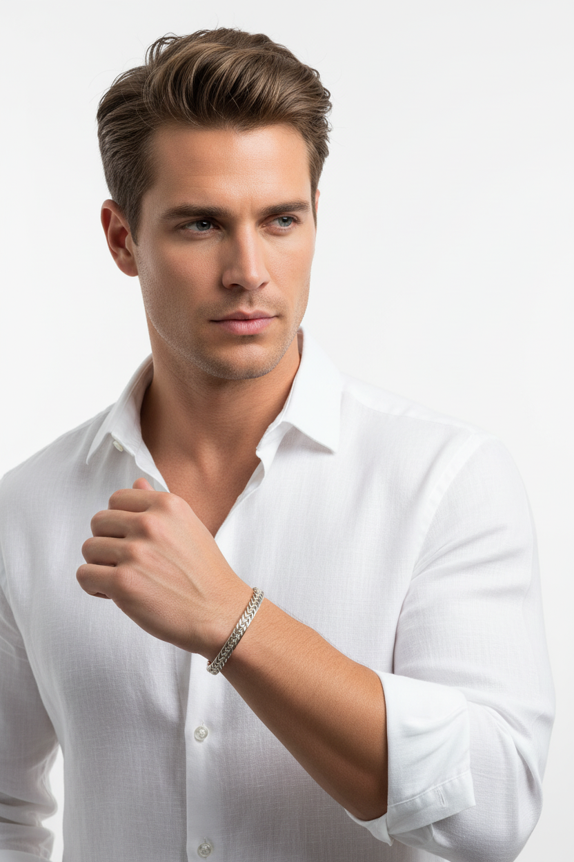 Zilver armband met model zichtbaar