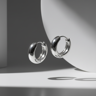 Zilver chunky creolen zwevend - paar