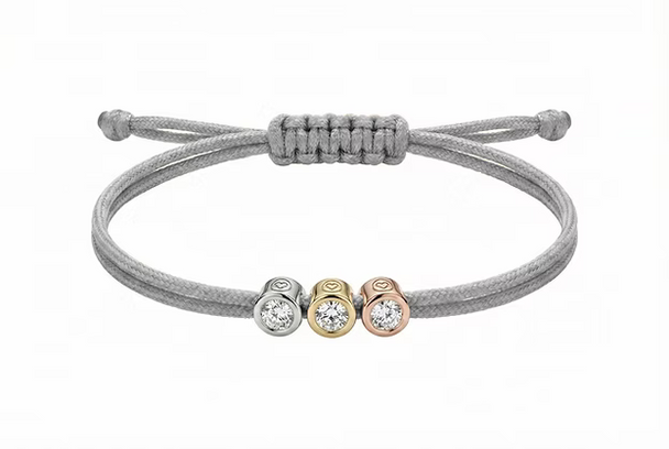 Tricolor Armband Silver Grey met 3x Lab Grown Diamant