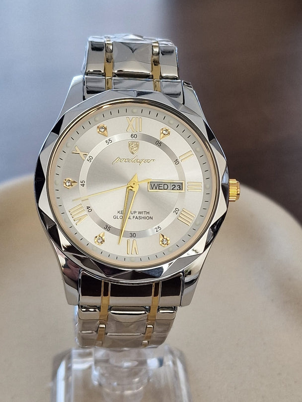 Luxe Herenhorloge Paodagar - Zilver & Goud met Datum