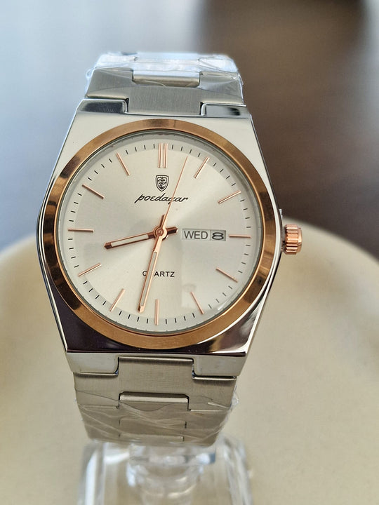 Luxe Herenhorloge Paodagar - Zilver met Rosé Gouden Accenten