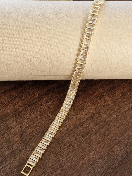 Baguette-Tennisarmband Gold 17,5 cm