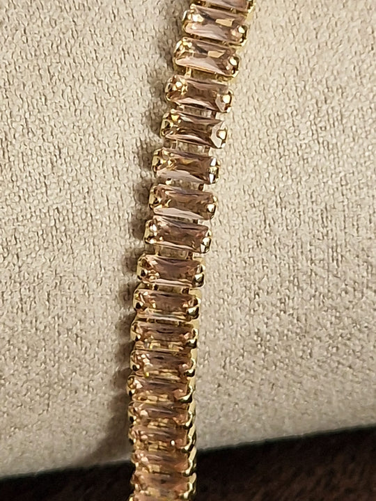 Baguette-Tennisarmband Gold 17,5 cm