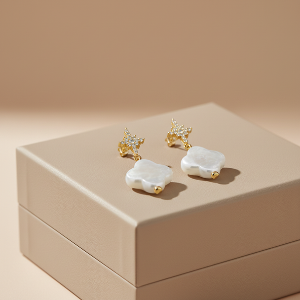 Zoetwaterparel oorbellen met luxe doos