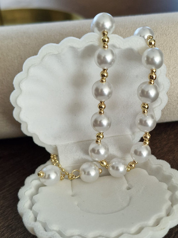 Süßwasserperlenarmband, 18 Karat vergoldet, verstellbar