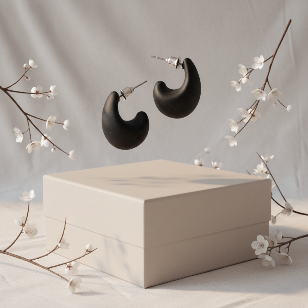 Zwarte creolen minimalistisch