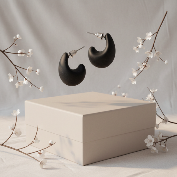 Zwarte creolen minimalistisch