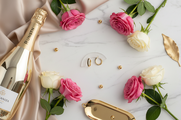 Zwarte zirkonia creolen luxe styling - champagne en rozen