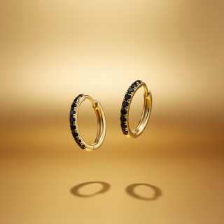 Zwarte zirkonia creolen zwevend - luxe