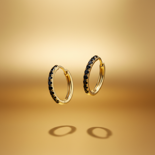 Zwarte zirkonia creolen zwevend - luxe