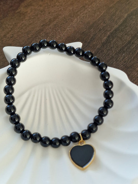 Zwarte Kralen Set - Collier, Armband & Oorbellen