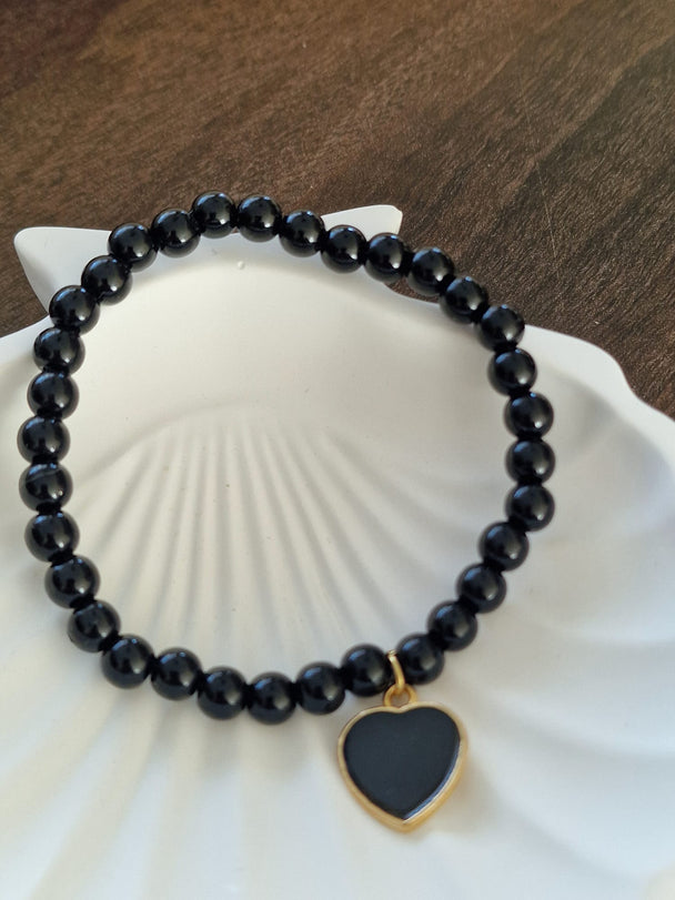 Zwarte Kralen Set - Collier, Armband & Oorbellen