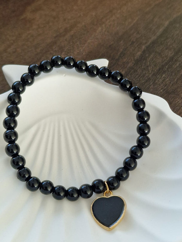 Zwarte Kralen Set - Collier, Armband & Oorbellen