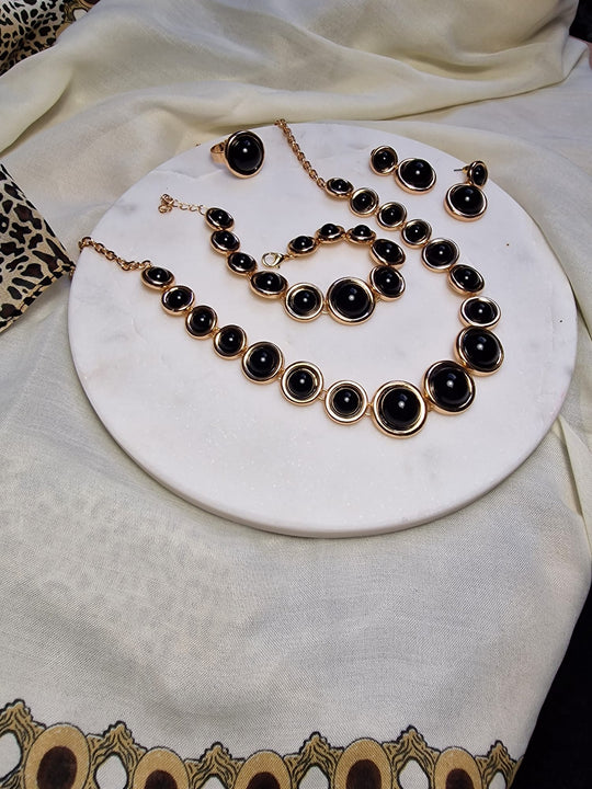 Elegante Koperen Sieradenset – Collier, Armband, Ring & Oorbellen