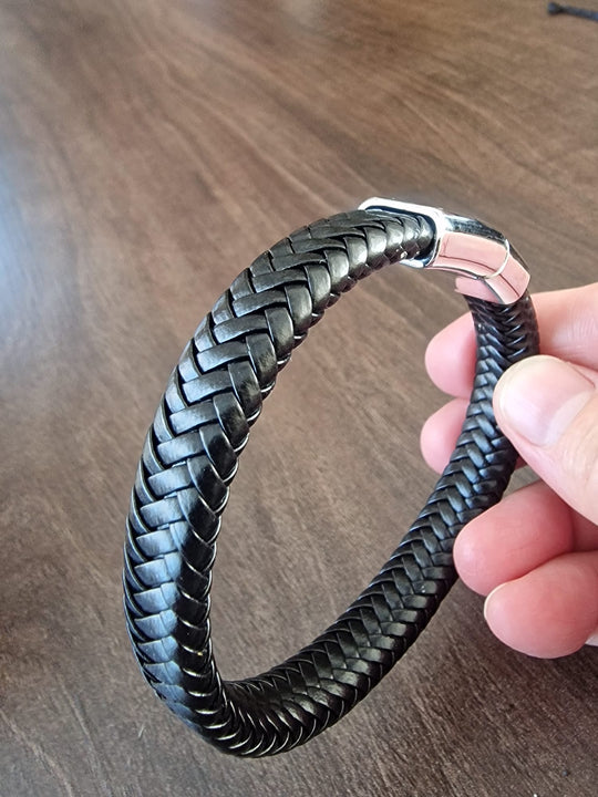 Leren Heren Armbanden Magneetsluiting Zilver/Zwart/Goud