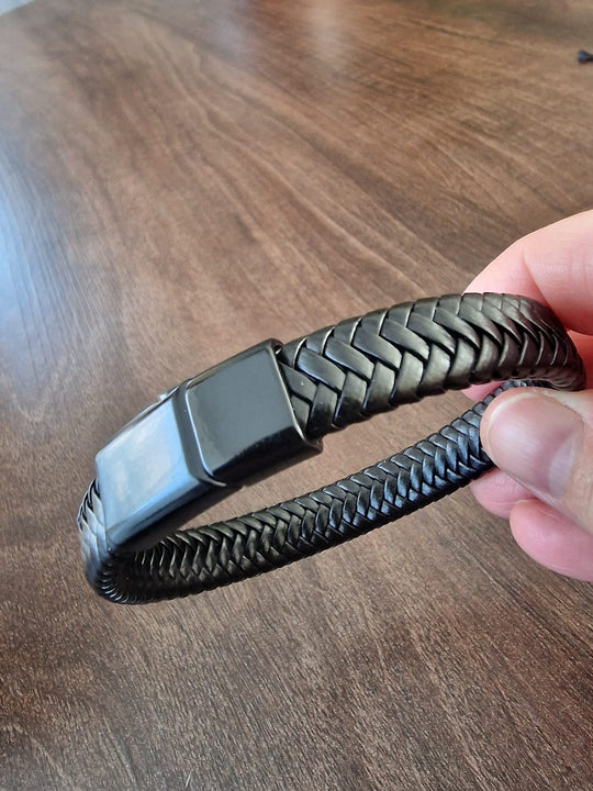 Leren Heren Armbanden Magneetsluiting Zilver/Zwart/Goud