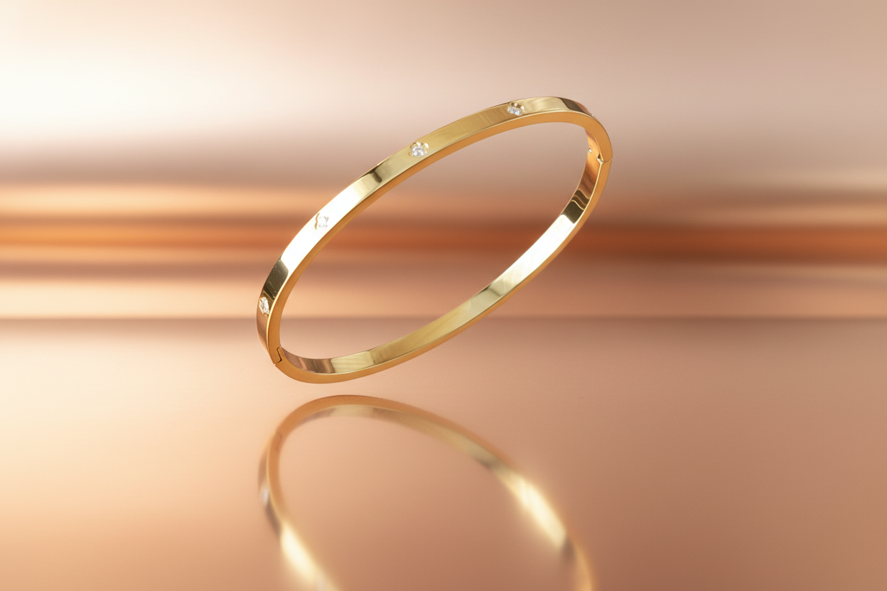 Zwevend op rose goud oppervlak