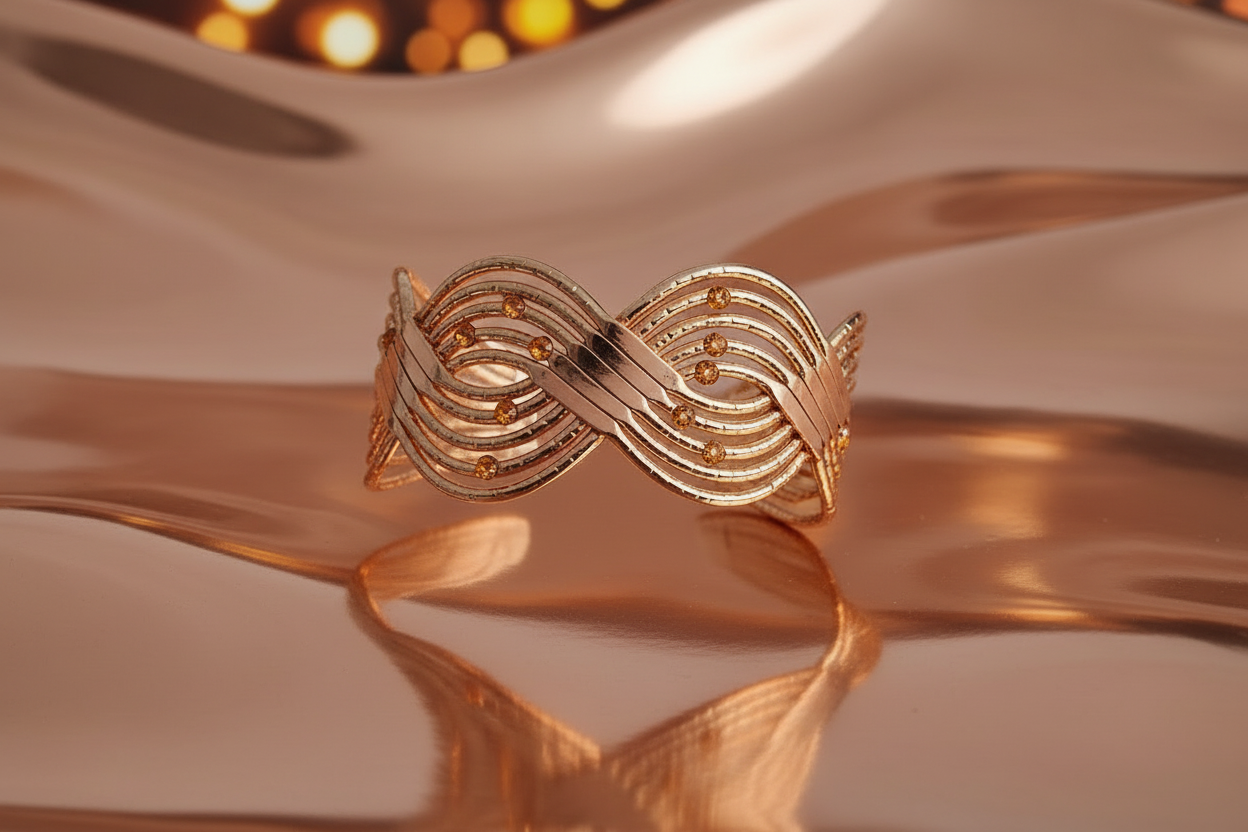 Zwevend op rose goud oppervlak