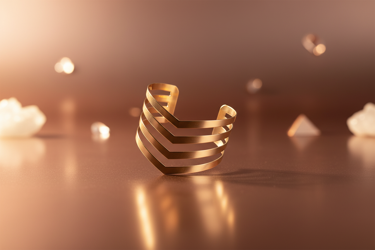 Zwevend op rose goud oppervlak