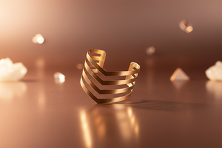 Zwevend op rose goud oppervlak