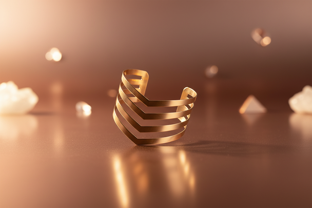 Zwevend op rose goud oppervlak