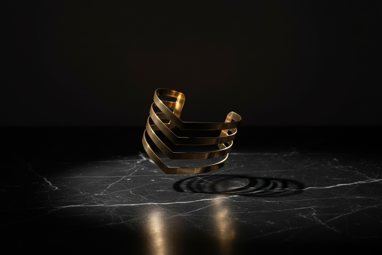 Zwevend op zwart marmer