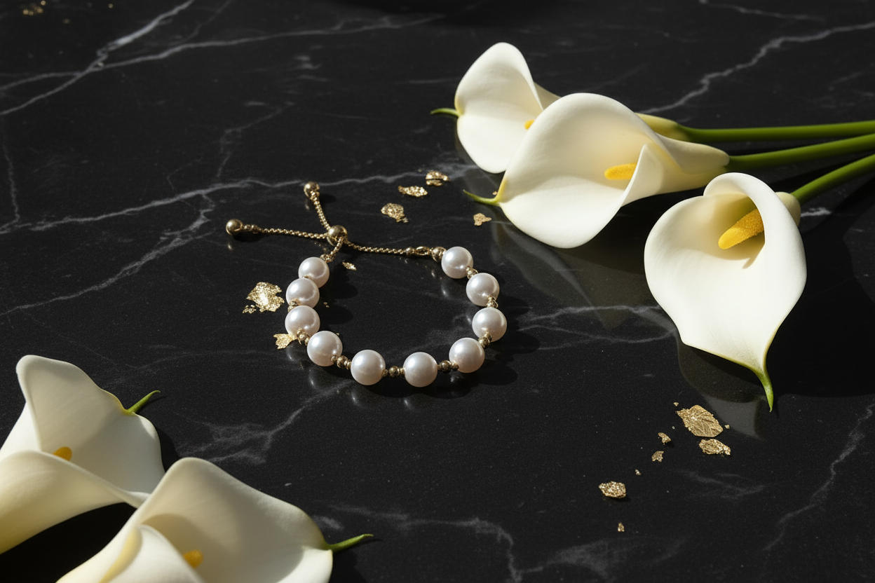 Zwevend op zwart marmer