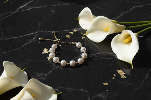 Zwevend op zwart marmer