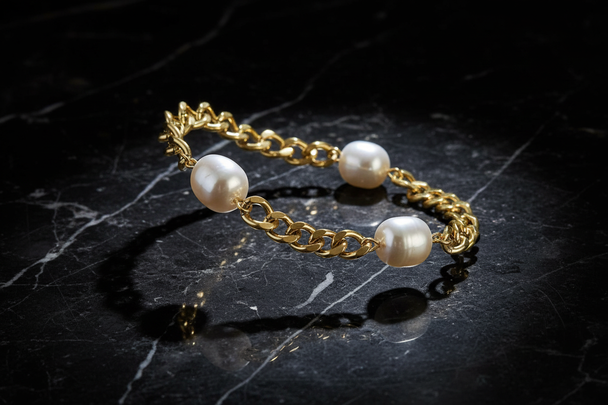 Zwevend op zwart marmer