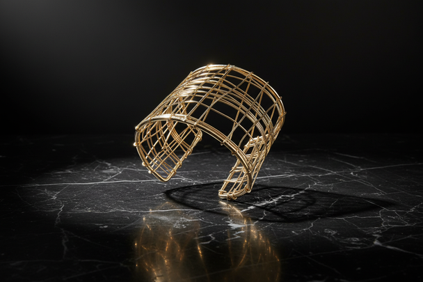 Zwevend op zwart marmer