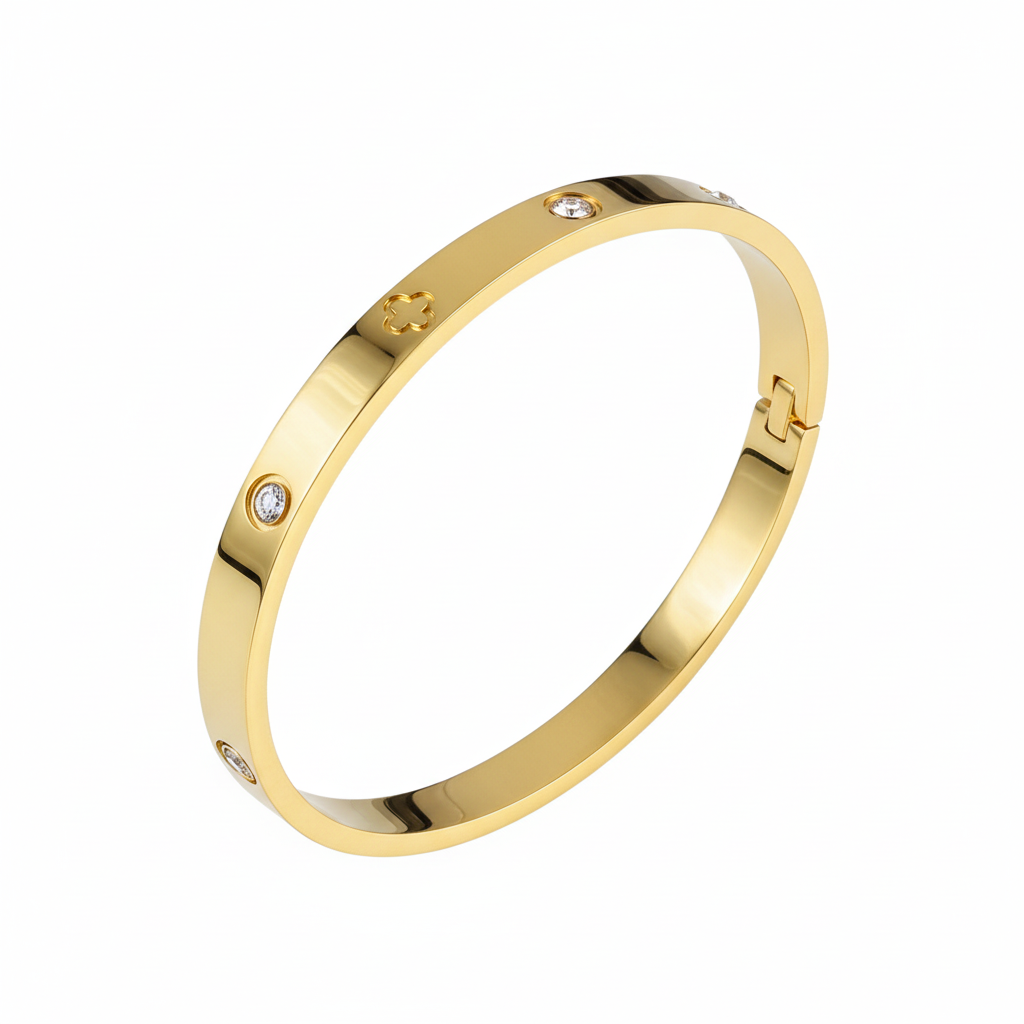 Zwevende bangle met klavertje