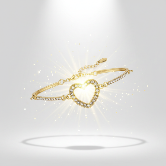 Zwevende gouden hart armband met lichteffecten