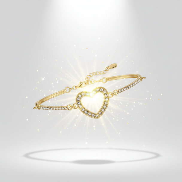 Zwevende gouden hart armband met lichteffecten