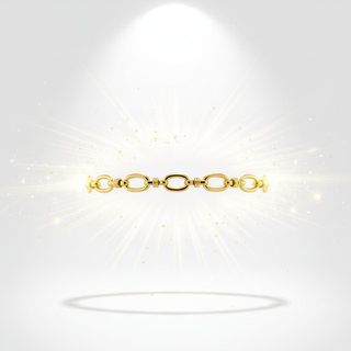 Zwevende gouden schakelarmband met lichteffecten